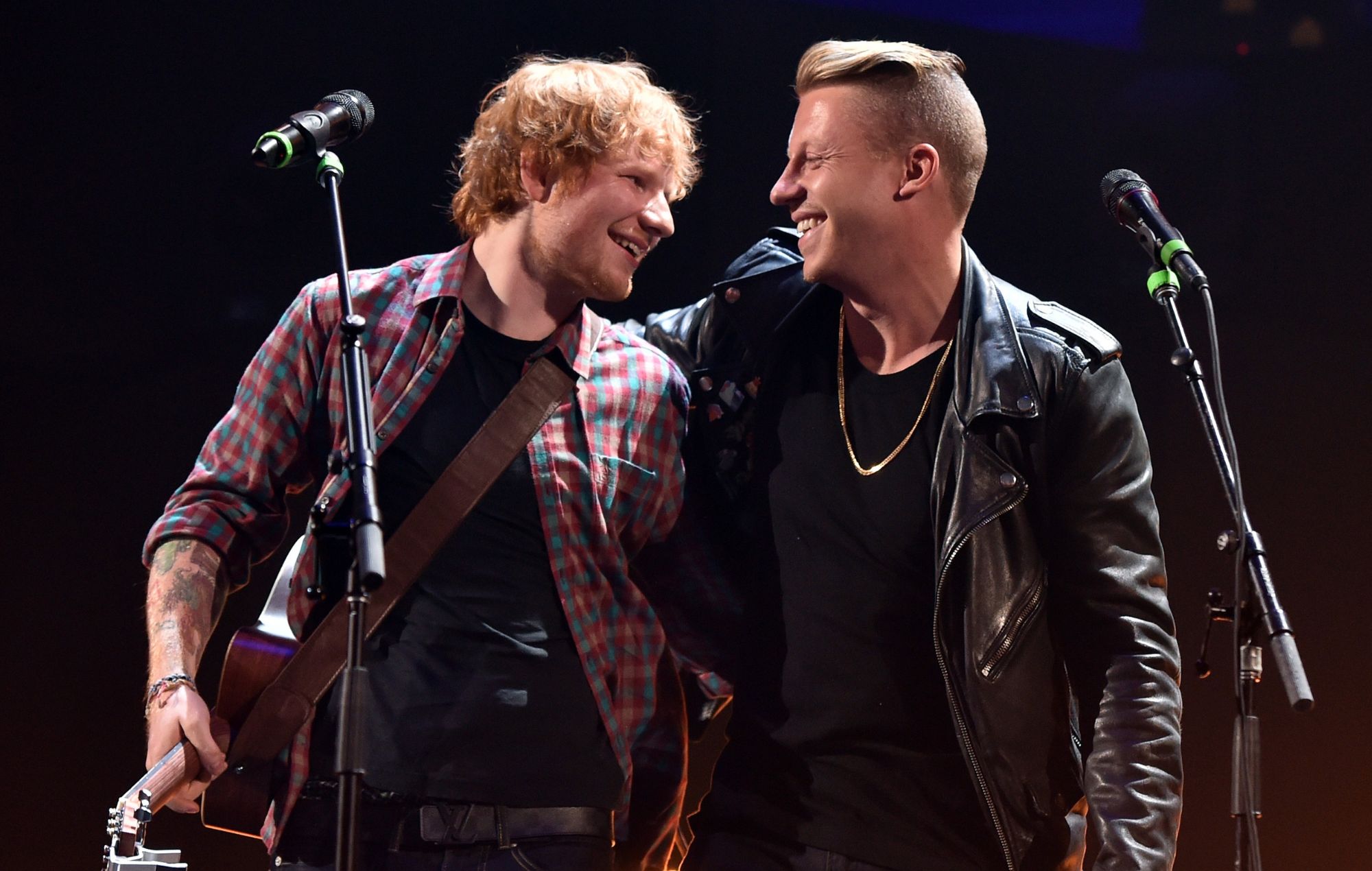 Ed Sheeran and Macklemore on stage together