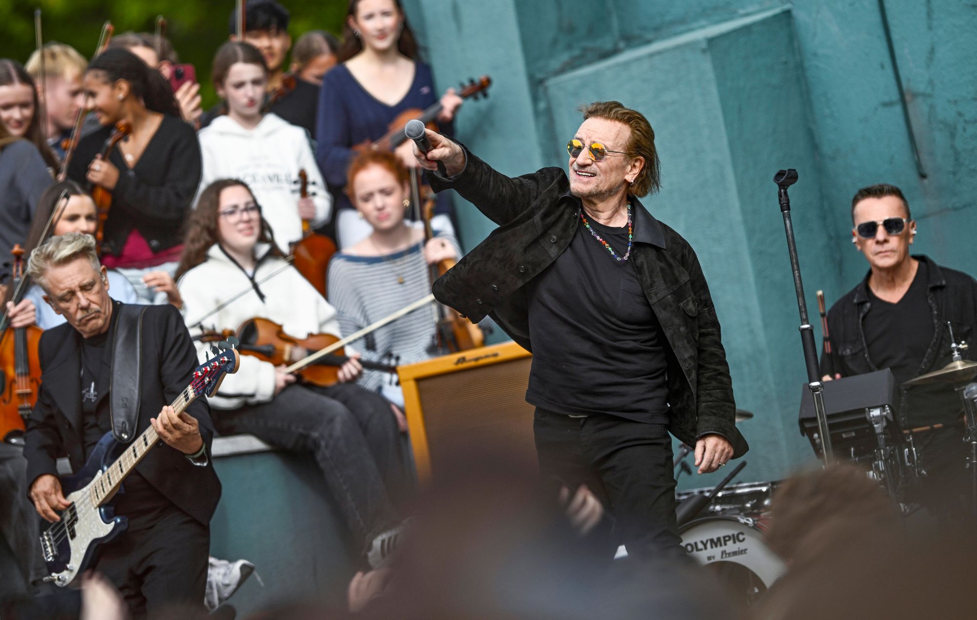 Adam Clayton, Bono and Larry Mullen Jr. of U2 in 2026