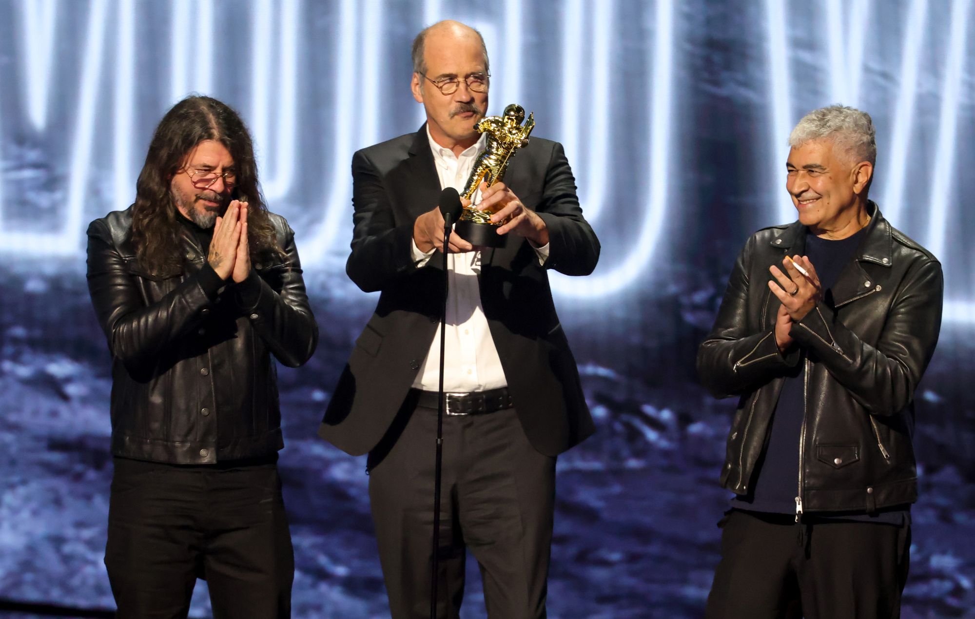 Dave Grohl, Krist Novoselic, and Pat Smear of Nirvana at MTV VMAs